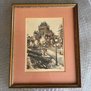 Vintage 1960s Serigraph Print, Quebec Rue Du Ramparts by Artist Nikola